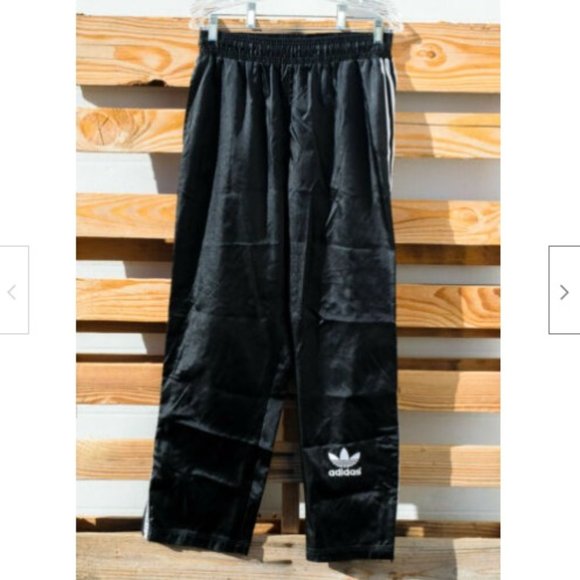 adidas Other - Vintage 90s Men's Adidas Black Shiny Look 3 Stripe Zip Leg Track Pants Sz M